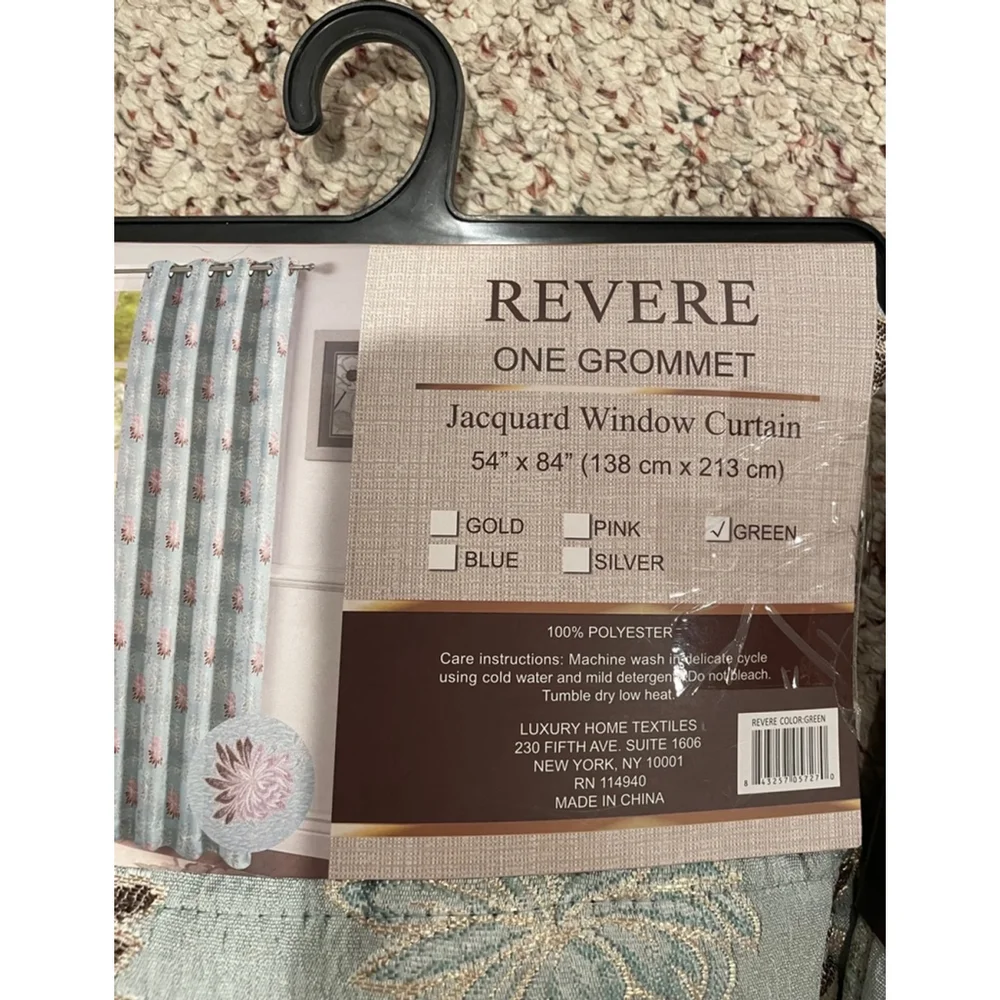 Jacquard Floral Grommet Window Curtain Panels Aqua Blue 54” x 84” Set of 2